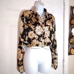 Just Polly New York Bottom Up along Sleeves Women's Blouse. Size XL